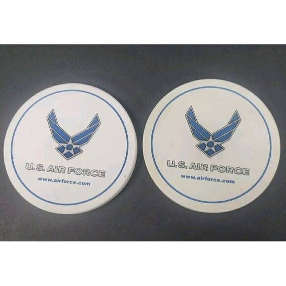Coasters U.S. Air Force Logo Hot Cold Drinks Blue White Set of Two Foam Back - Picture 1 of 16